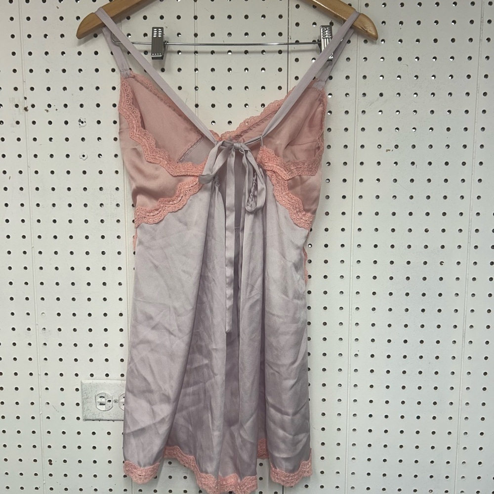 Free People Lavender and Dusty Pink Satin Lace Chemise
